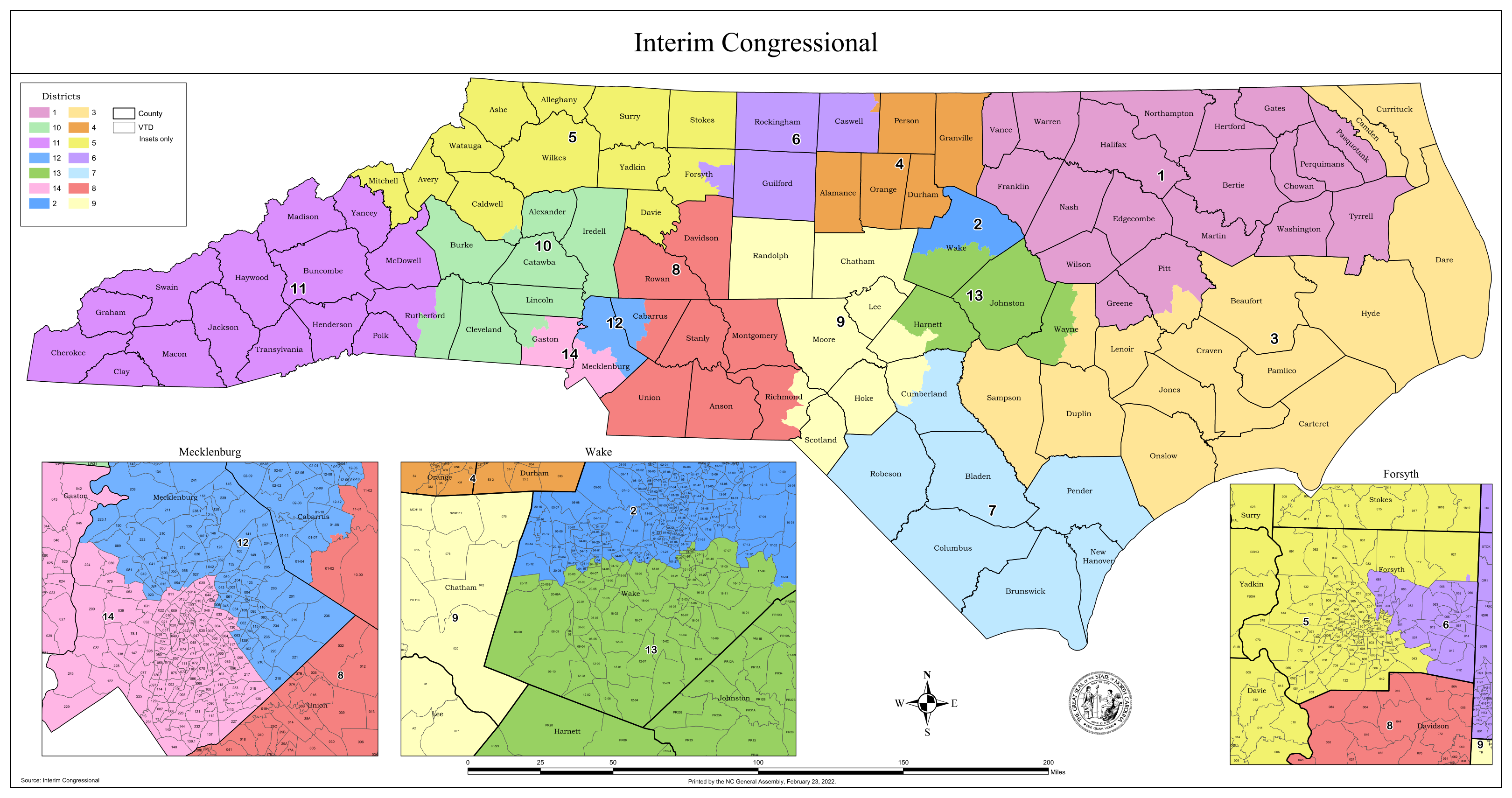 North Carolina Congressional Districts Since 2023 Special Masters Remedial Plan.svg 